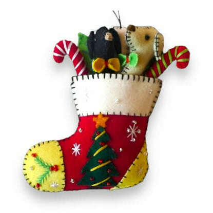 5" Red Stocking w/Gifts & 2 Dog's Head – view 2