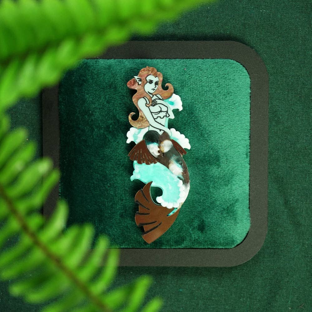 Mint-Choc Mermaid Brooch