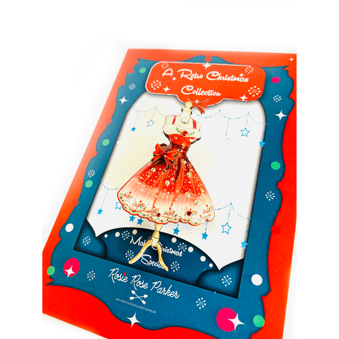 50s Christmas Dress Brooch by Rosie Rose Parker