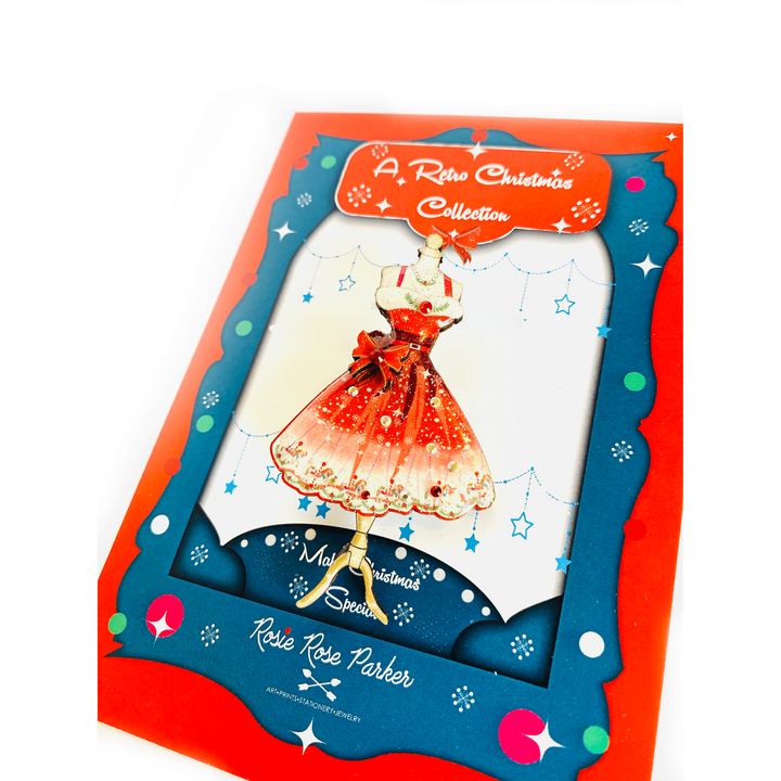 50s Christmas Dress Brooch by Rosie Rose Parker