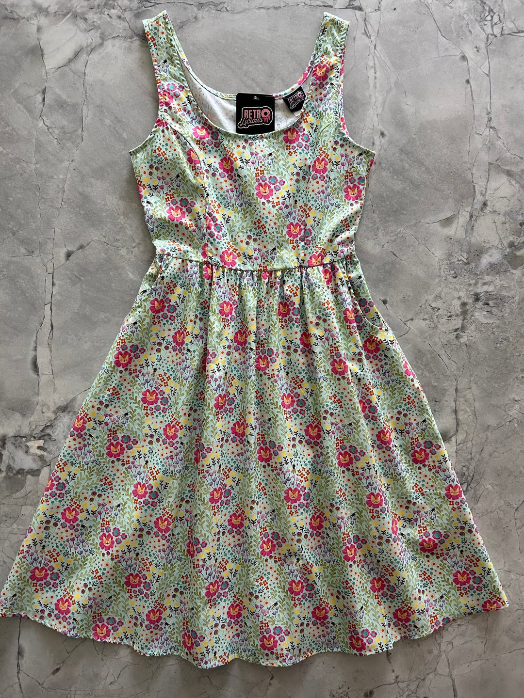 Floral Cats Fit & Flare Dress