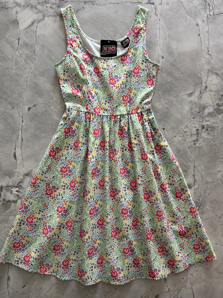 Floral Cats Fit & Flare Dress