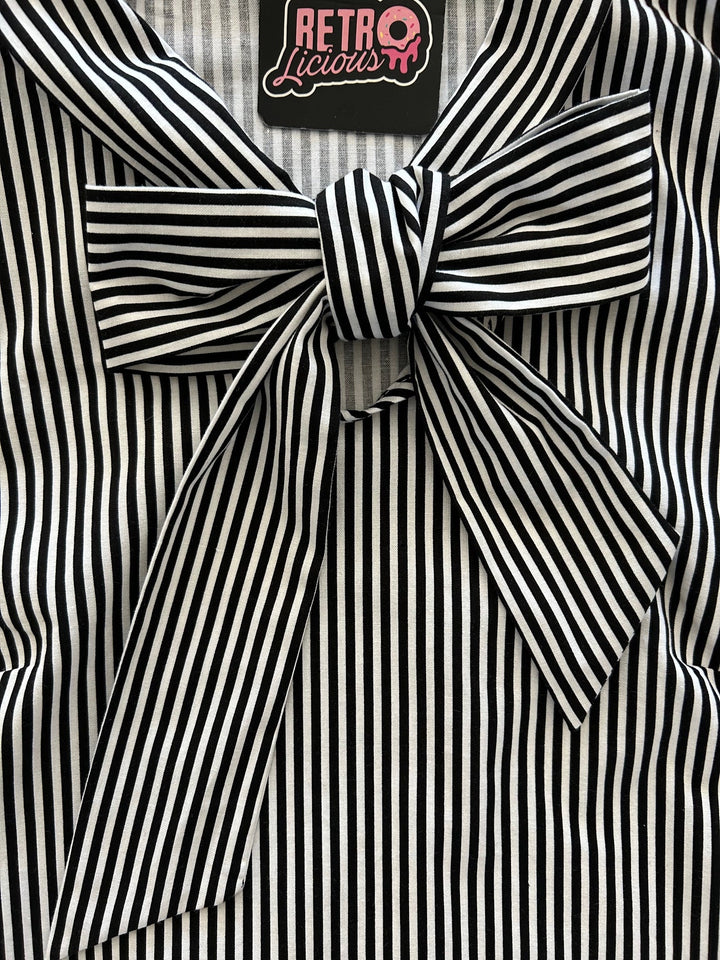 Black Striped Bow Top - 4X only, 1 left!