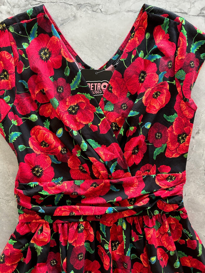 Poppy Flower Greta Dress - Large only