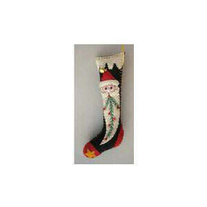 5.5" Black Stocking w/Santa Face Handcrafted Felt Ornament – view 2