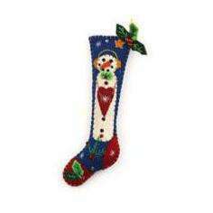 5.5" Blue Stocking w/Snowman Handcrafted Felt Ornament – view 2
