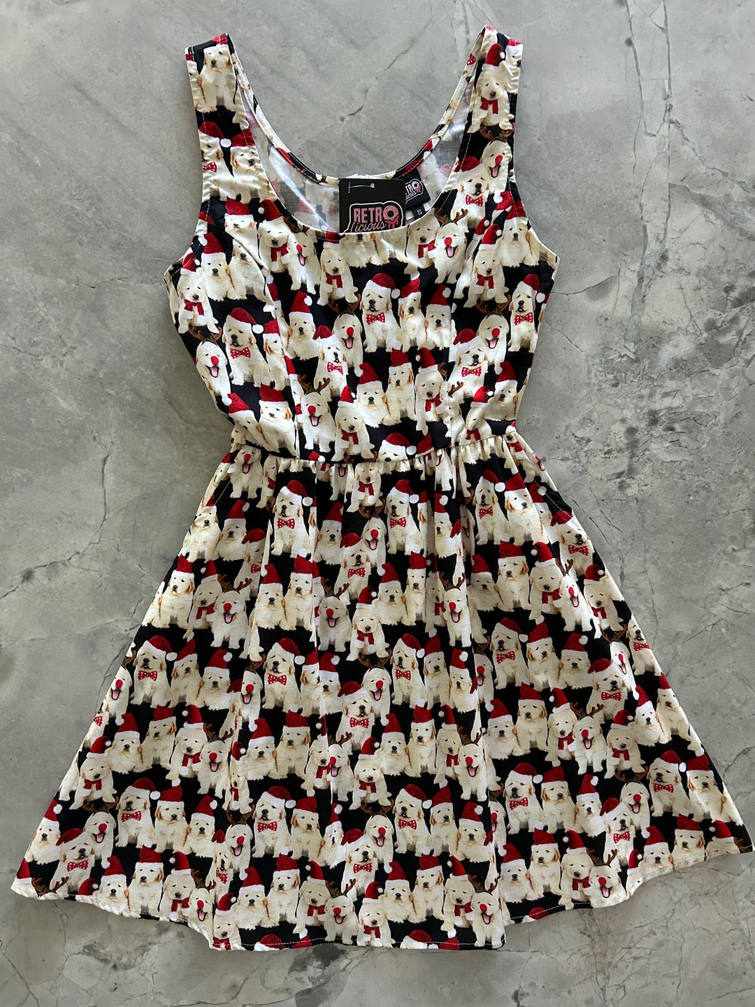 Dogs in Santa Hats Shorter Fit & Flare Dress