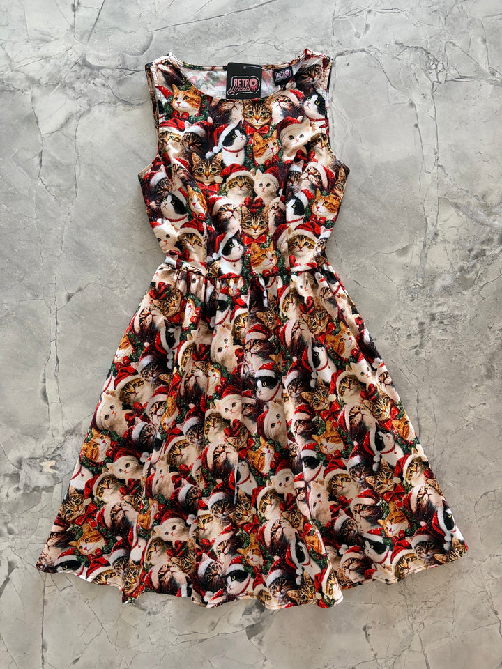 Cats in Santa Hats Vintage Dress