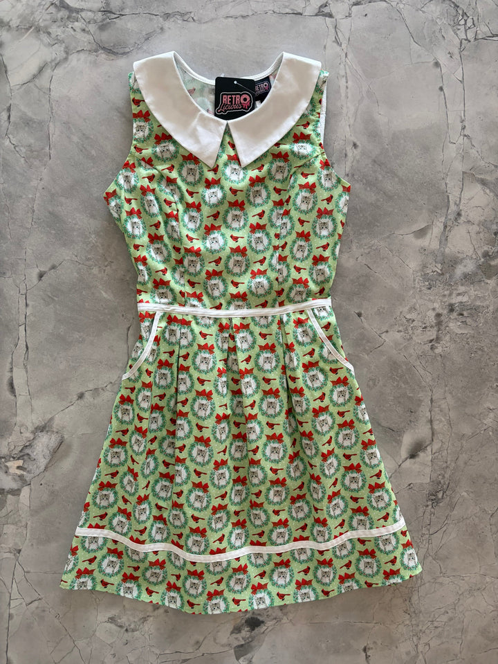 Cats & Cardinals Collared Dress