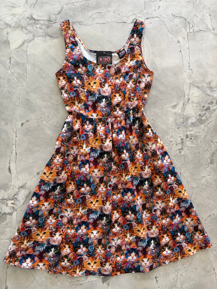 Cats & Flowers Fit & Flare Dress