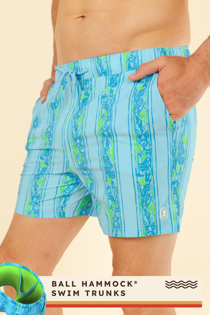 The Conch Shell | Light Blue Retro Ball Hammock® Pouch 5" Swim Trunks