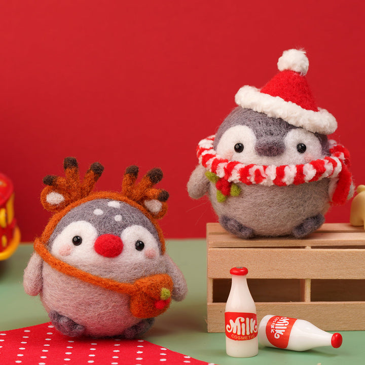 Casual Penguin Needle Felting Kit. Wizardi DIY Wool Craft Kit F07N8-W117