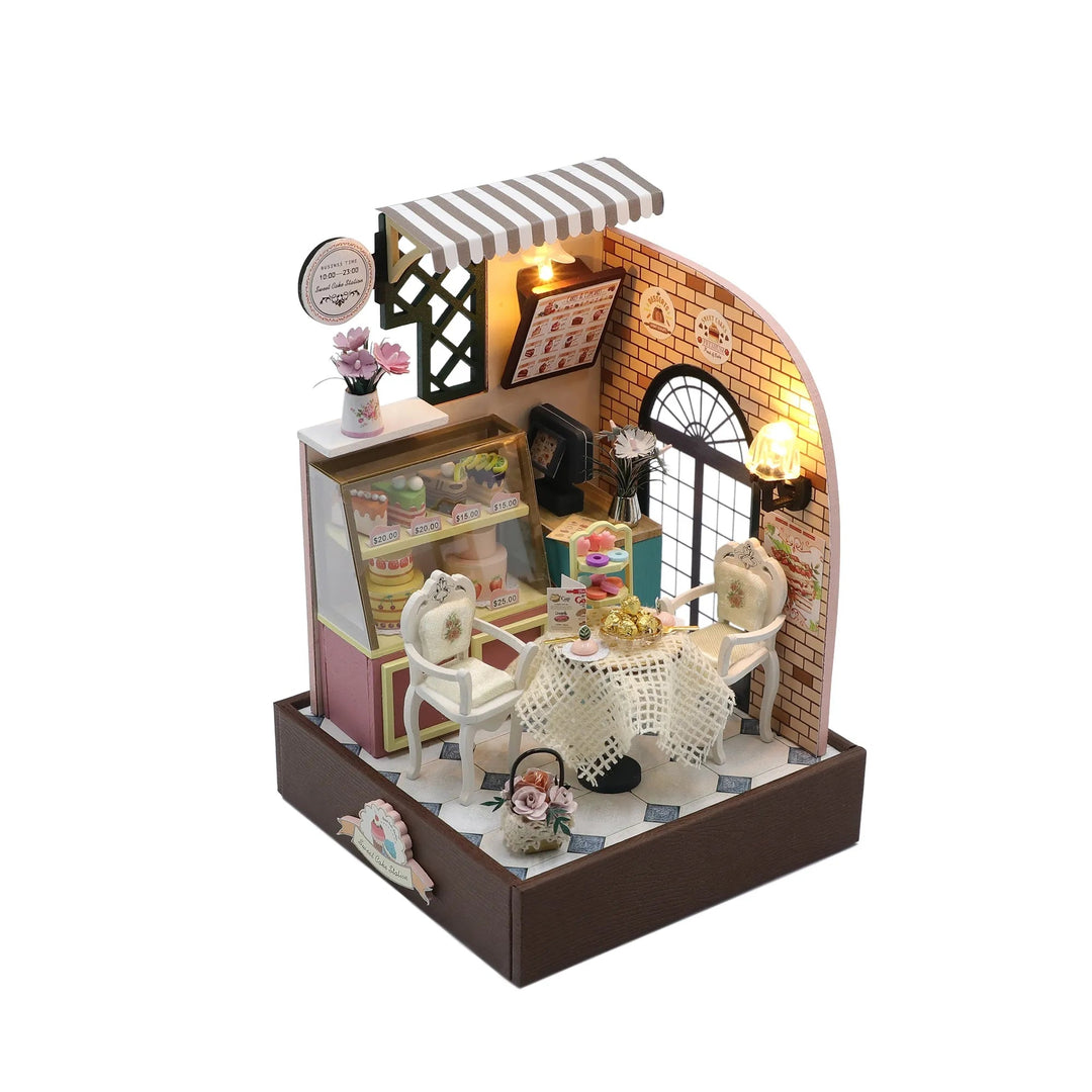 Miniature Wizardi Roombox Kit - Dessert Cafe Dollhouse Kit F07M5-32-S2201
