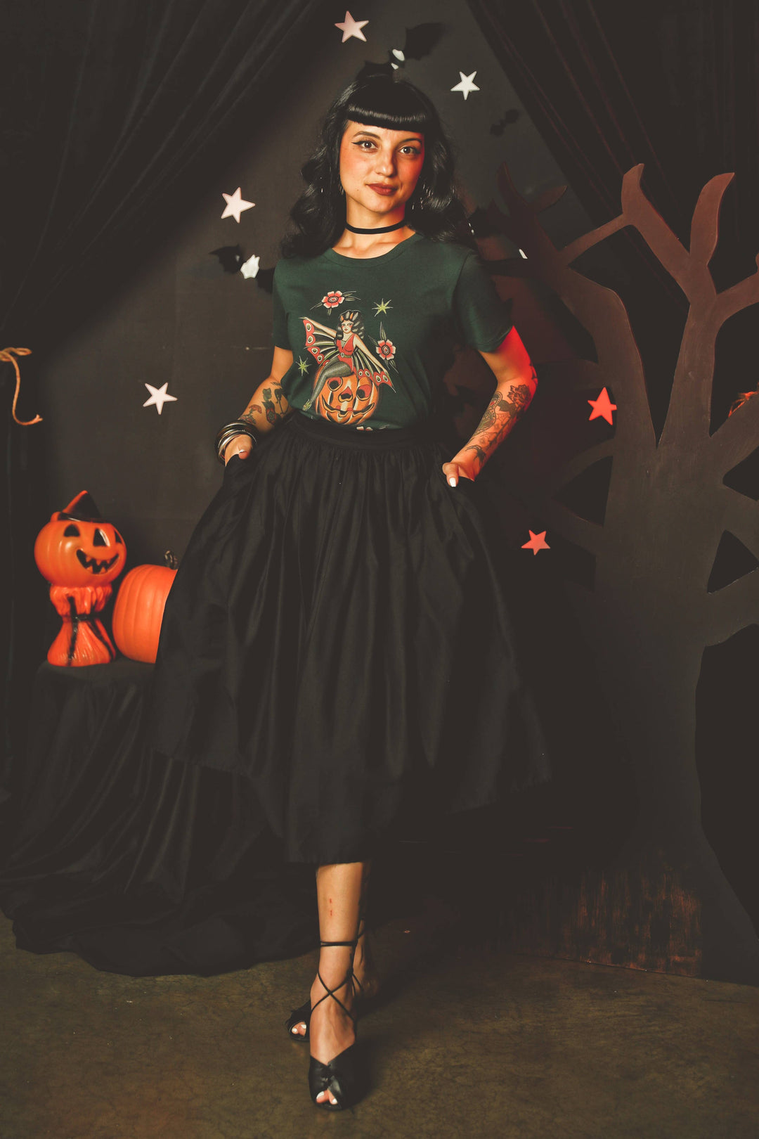 October Child Fitted Tee in Forest Green - SMALL