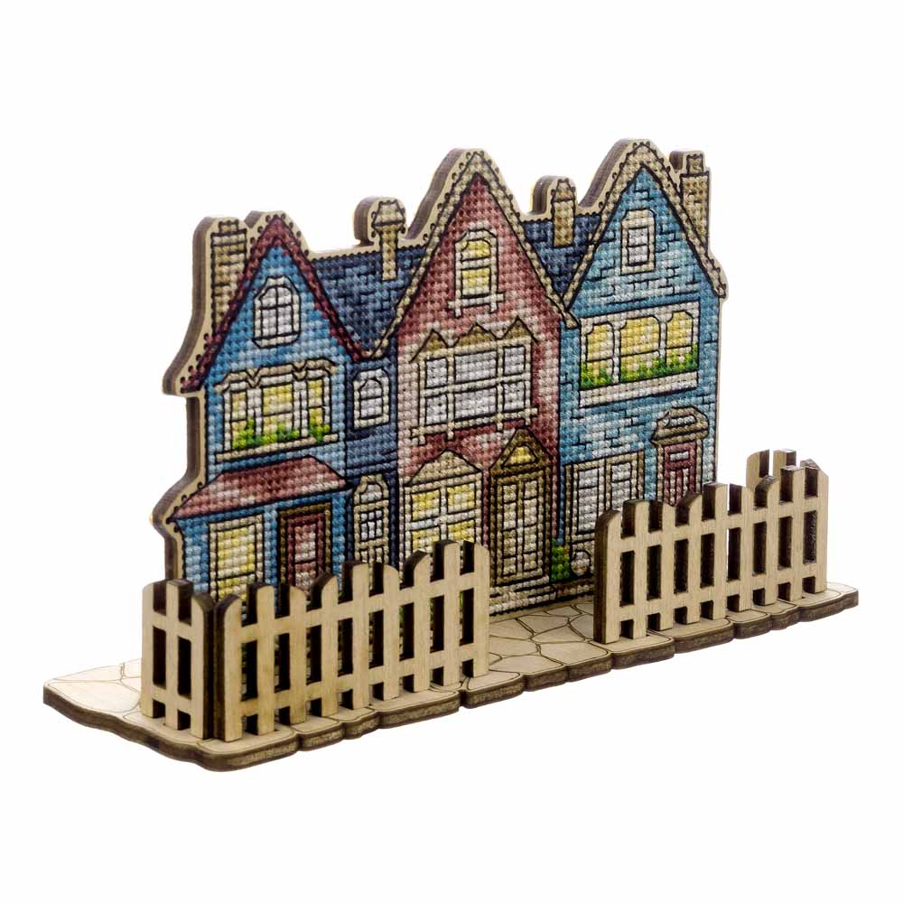 Wooden Cross-Stitch Kit – “City Walk” FLW-067