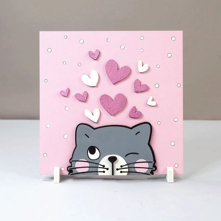 Rosa Talent Kitten - 3D Painting on Primed Fiberboard Set. Create Your DIY Decoration. 7.09*7.09 inches.