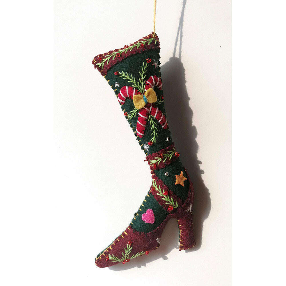 6.5" Red High Heeled Shoe w/Grn Stocking &Candy Canes – view 2