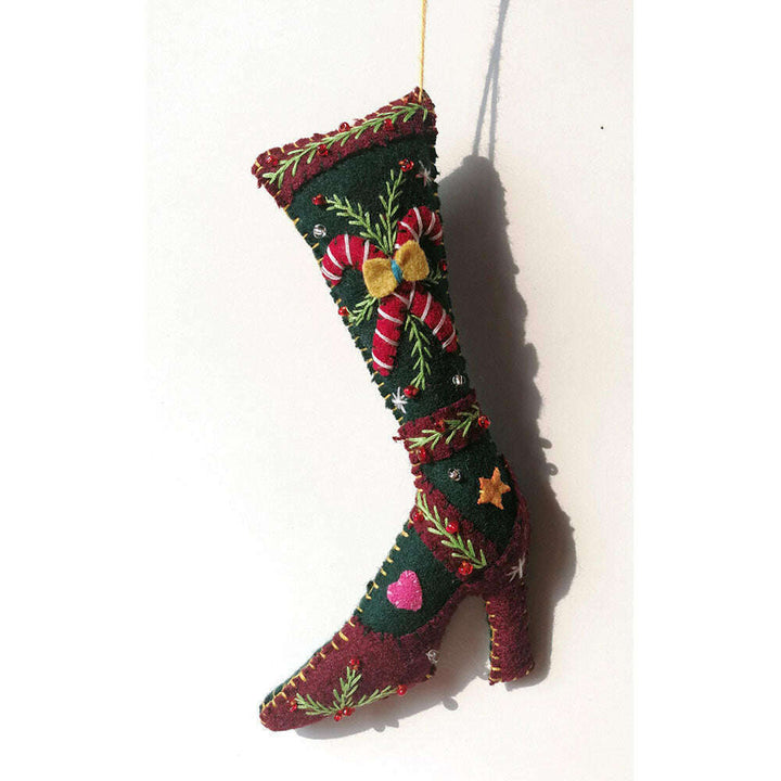 6.5" Red High Heeled Shoe w/Grn Stocking &Candy Canes – view 2