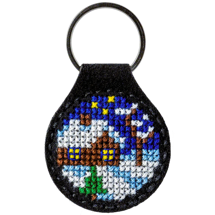 Seasonal House Key Chain Cross-stitch kit on artificial leather FLHL-012