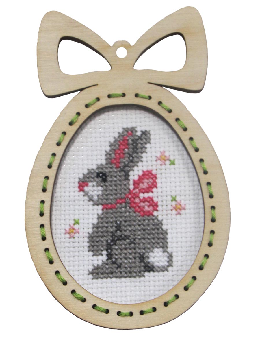 Counted cross stitch kit with plywood frame "Easter egg-Bunny" 6665