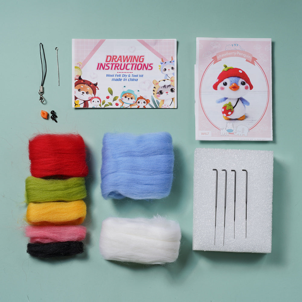 Duckling Needle Felting Kit. Wizardi DIY Wool Craft Kit F07N8-W67