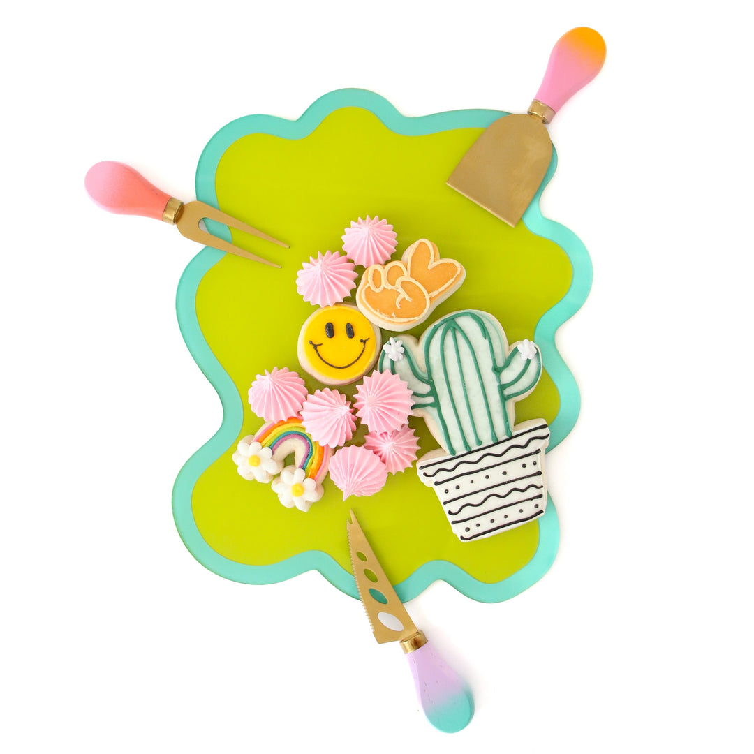 Turquoise and Lime Wavy tray