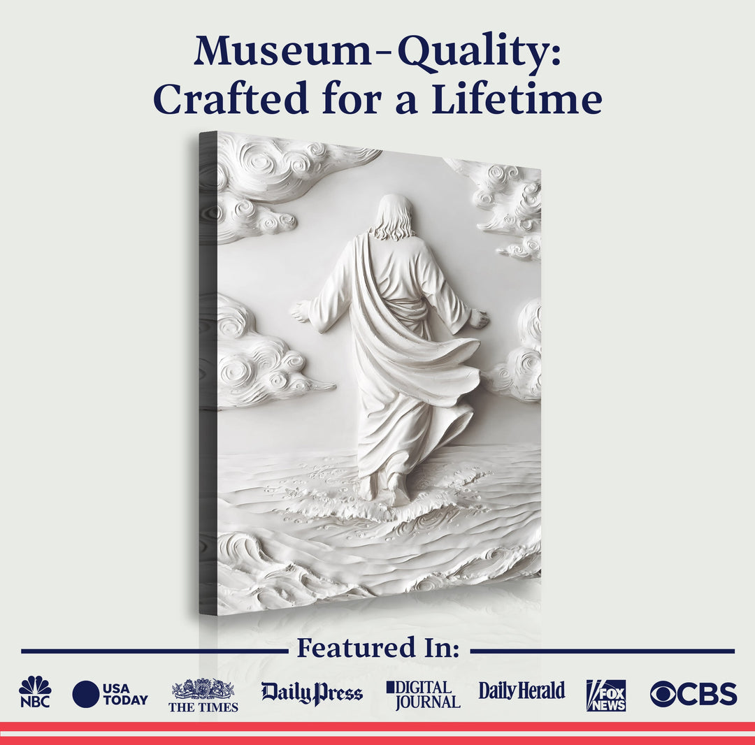 3D Minimalist Jesus Walking on Water Wall Art