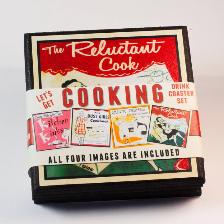 Funny Vintage Cookbook Cover Kitchen Coasters