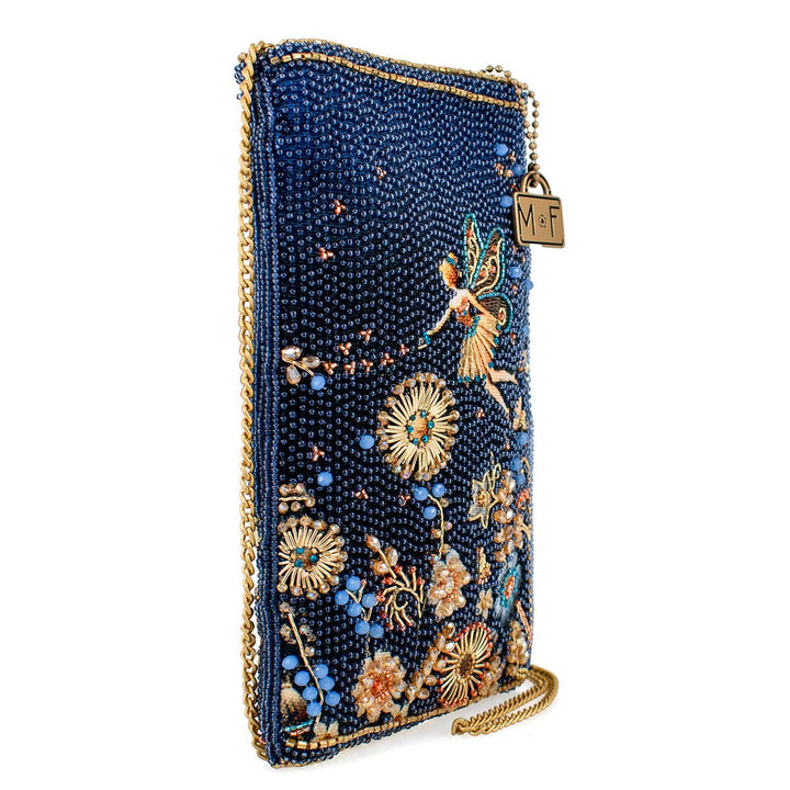 Fairy Dust and Floral Blue Beaded Crossbody Phone Bag by Mary Frances