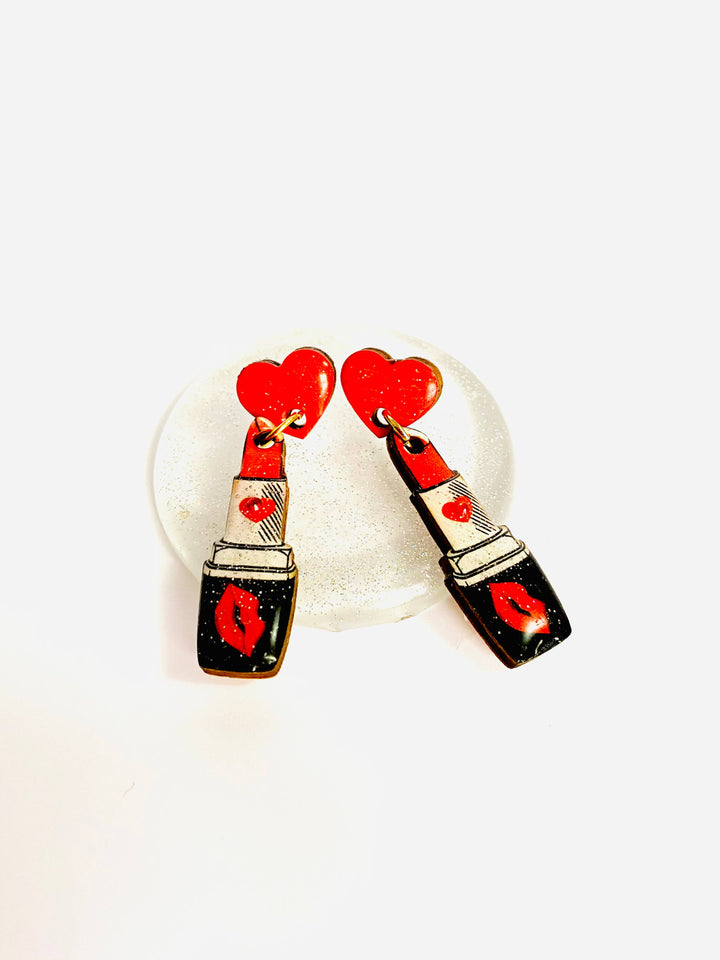 Pucker Up Lipstick Earrings by Rosie Rose Parker