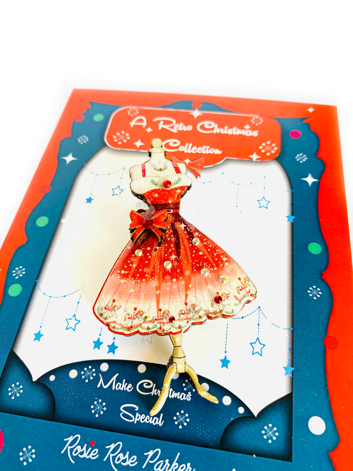 50s Christmas Dress Brooch by Rosie Rose Parker