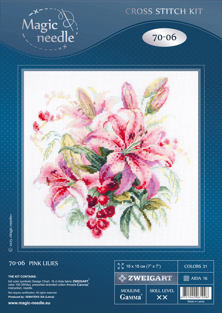 Pink Lilies 70-06 Counted Cross-Stitch Kit