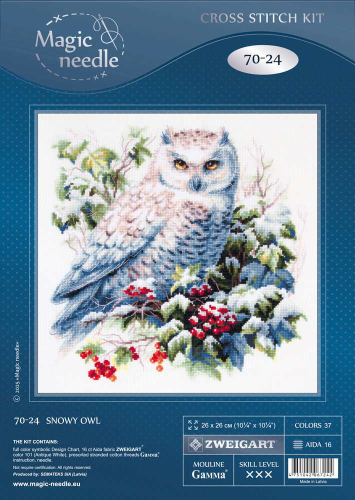 Snowy Owl Counted Cross Stitch Kit by Magic Needle 70-24