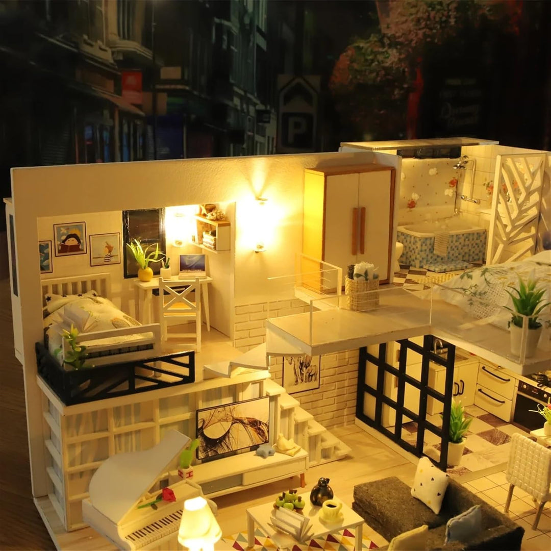 Miniature Wizardi Roombox Kit - Stylish Flat Dollhouse Kit