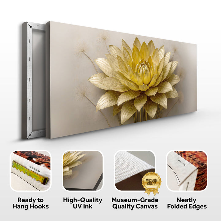 Golden Lotus Minimalist Abstract Wall Art III