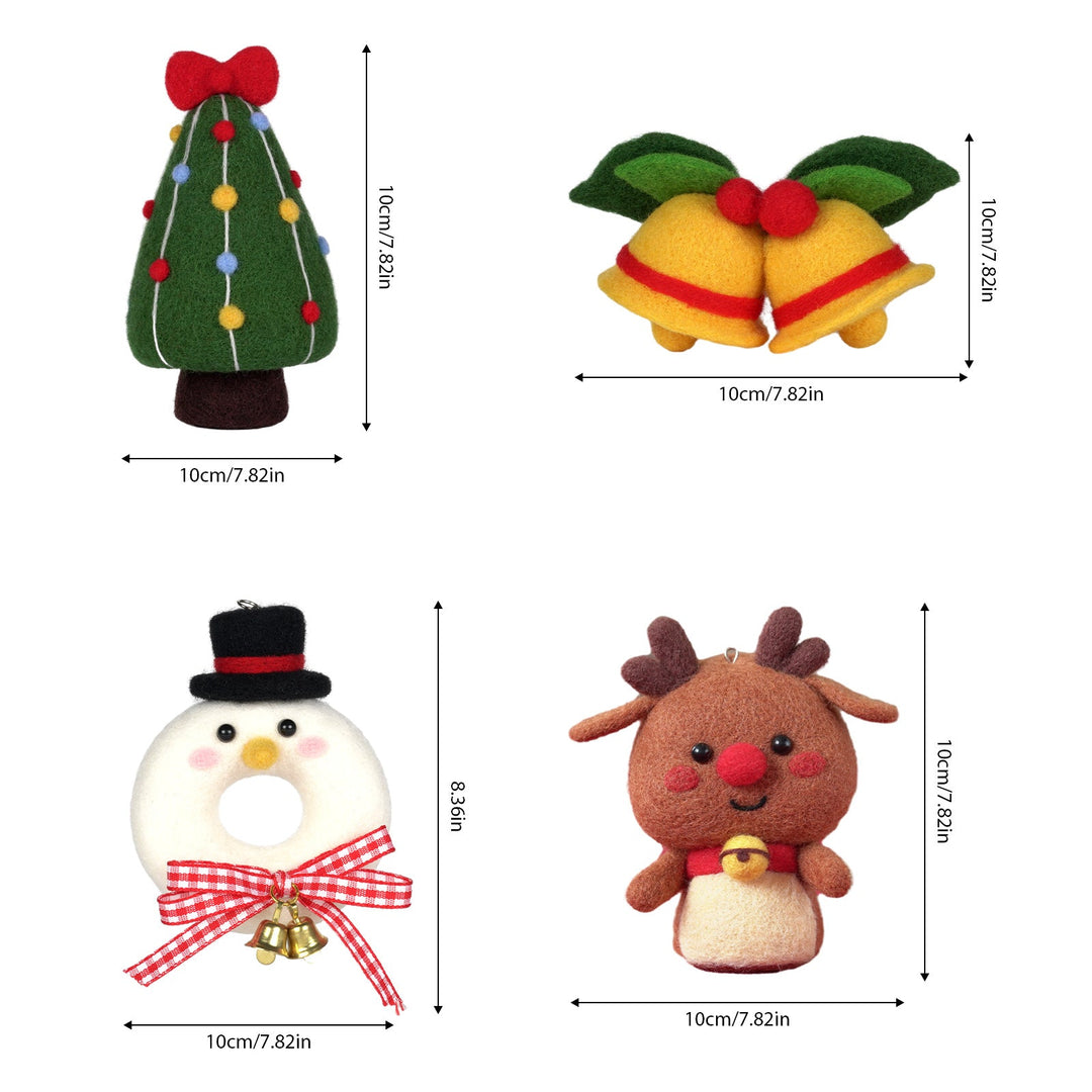 Christmas Donut, Bell, Tree and Reindeer Needle Felting Kit. Wizardi DIY Wool Craft Kit F07N8-Z-11