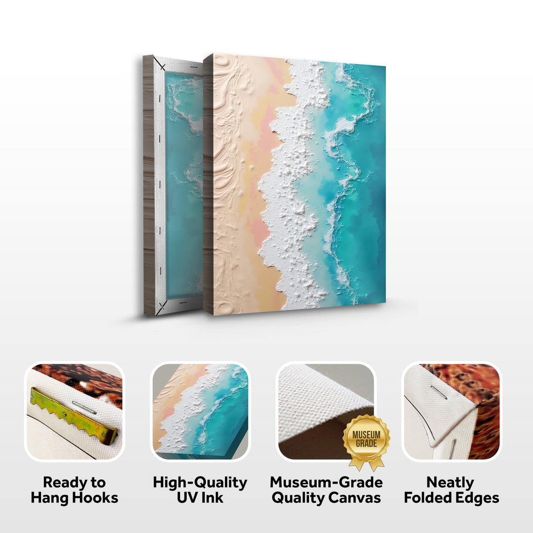 3D Minimalist Pink and Blue Ocean Wall Art