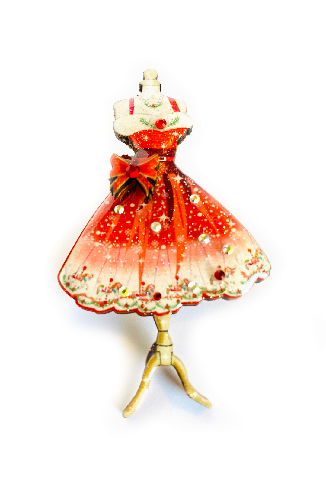 50s Christmas Dress Brooch by Rosie Rose Parker