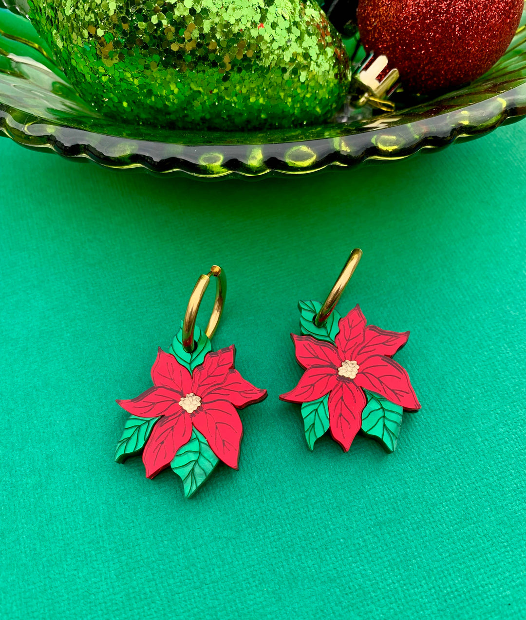 Poinsettia Acrylic Earrings