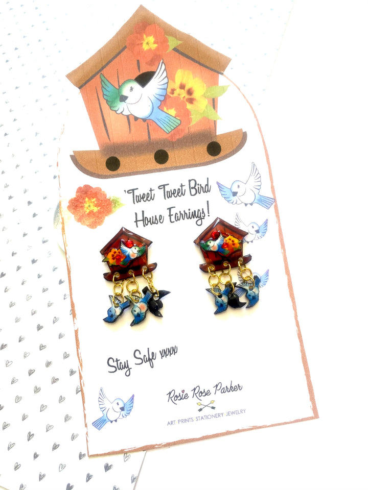 Bird House Earrings by Rosie Rose Parker