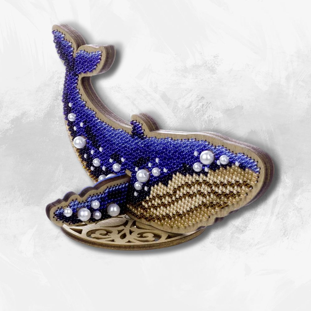 Wooden Bead Embroidery Kit – “Blue Whale” FLK-582
