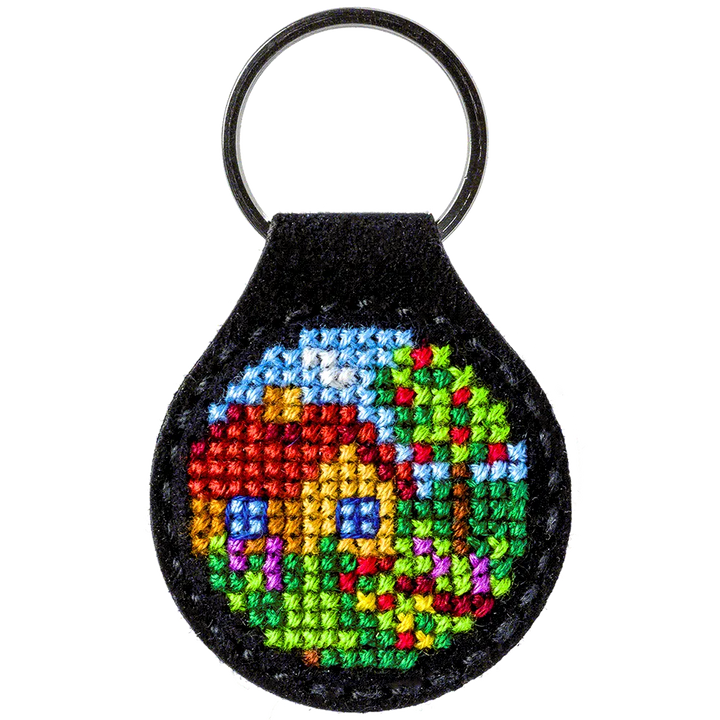 Seasonal House Key Chain Cross-stitch kit on artificial leather FLHL-012