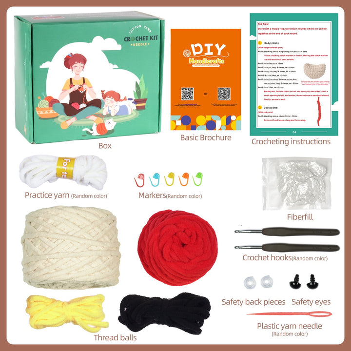 Hen and Chicken Amigurumi DIY Crochet Kit Wizardi F07N8-M147