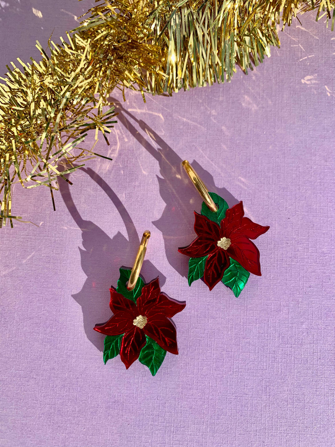 Poinsettia Acrylic Earrings