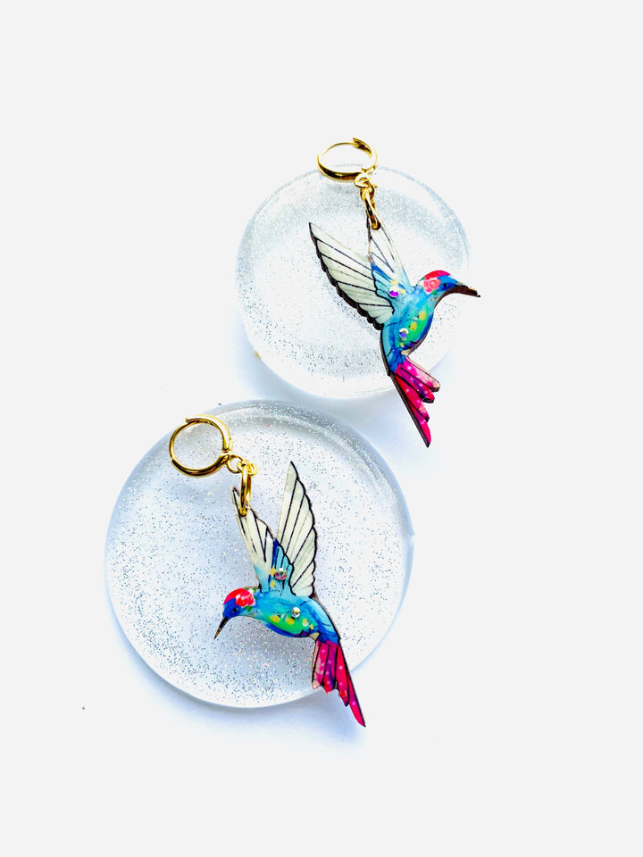 Hummingbird Huggie Hoop Earrings by Rosie Rose Parker