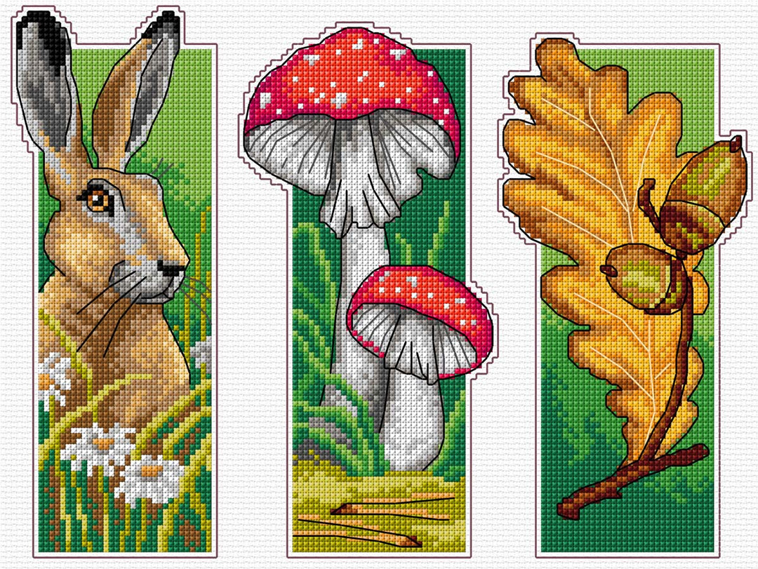 Bookmarks Forest Plastic Canvas Counted Cross Stitch Kit by Orchidea 8716
