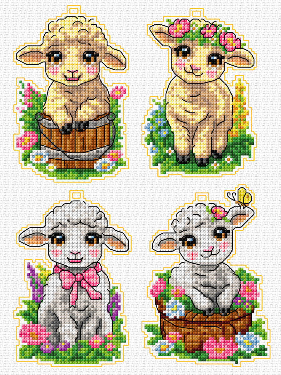 Ornaments Sheep Plastic Canvas Counted Cross Stitch Kit by Orchidea 8722