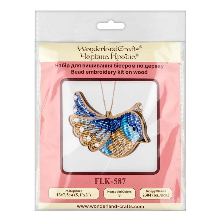 Wooden Bead Embroidery Kit – “Blue Bird” FLK-587