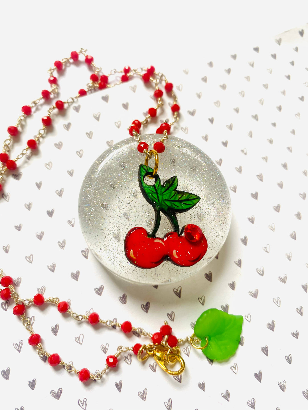 Retro Cherry Beaded Necklace by Rosie Rose Parker