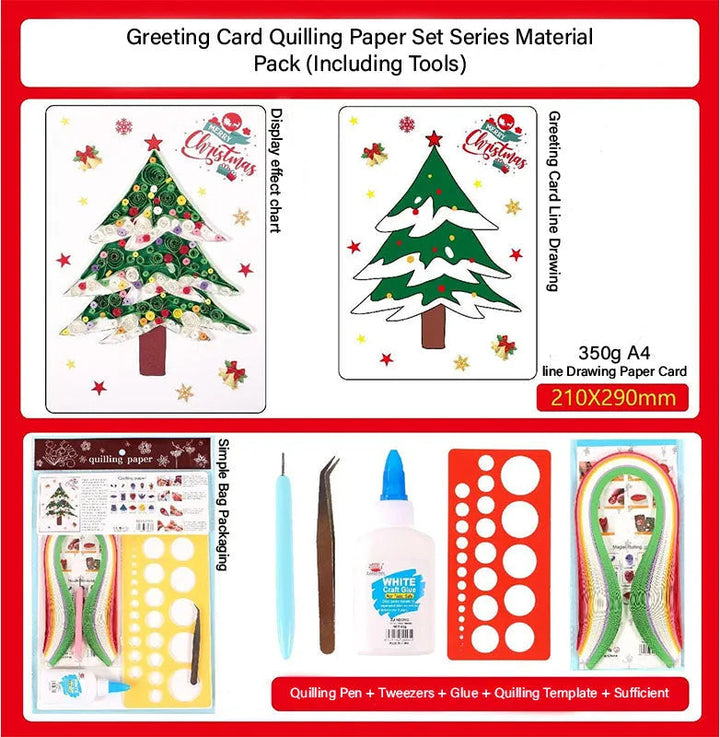Christmas Tree DIY Making Kit. Paper Quilling Set F07M3-6-Tree